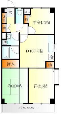 サントゥール白楽(3DK/3階)の間取り写真