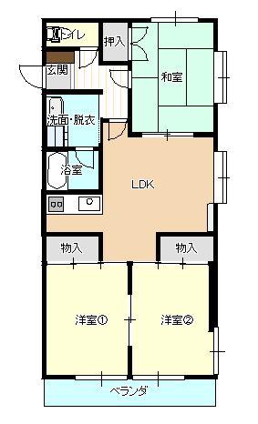 Aコーポ(2DK/2階)の間取り写真