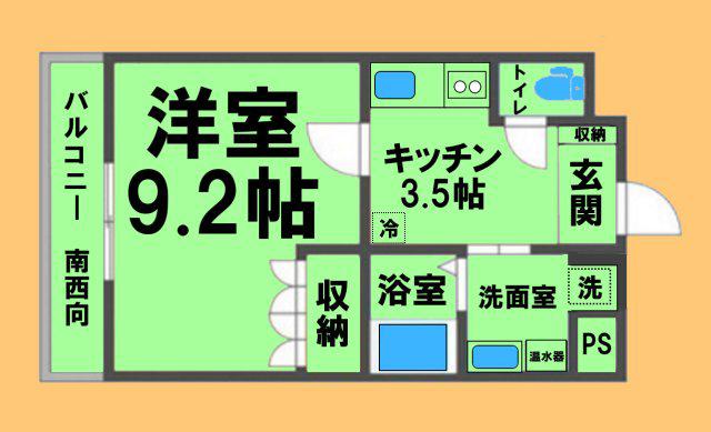 RESIDENCES 淵野辺(1K/2階)の間取り写真