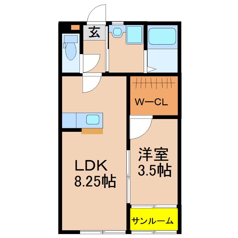 RON II(1LDK/1階)の間取り写真