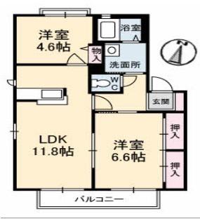 メゾントーラス(2LDK/1階)の間取り写真