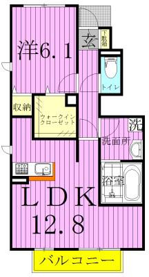 LA・TOUR(1LDK/1階)の間取り写真