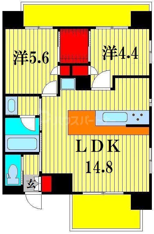 B CITY ART RESIDENCE CENTRALPARK(2LDK/4階)の間取り写真