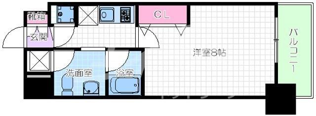 アプリーレ京町堀BPRレジデンス京町堀(1K/4階)の間取り写真