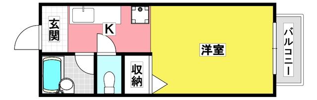 ワイズ参番館(1K/1階)の間取り写真