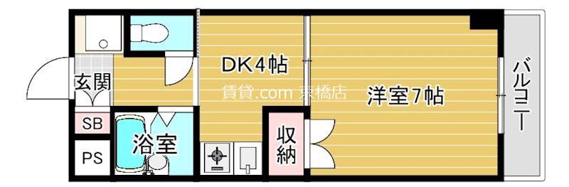 楠青山ビル別館(1DK/5階)の間取り写真