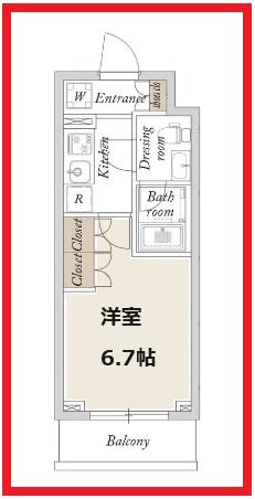 ラドゥセール高砂(1K/2階)の間取り写真