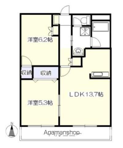 グランデール相の原(2LDK/2階)の間取り写真