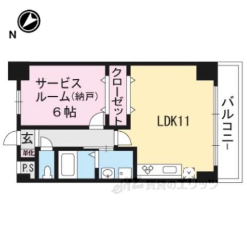 グランヒル吉祥院(1LDK/4階)の間取り写真