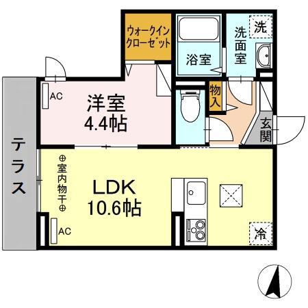 ベルジョルネ(1LDK/1階)の間取り写真