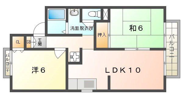 エスポワール21 A・B棟(2LDK/1階)の間取り写真