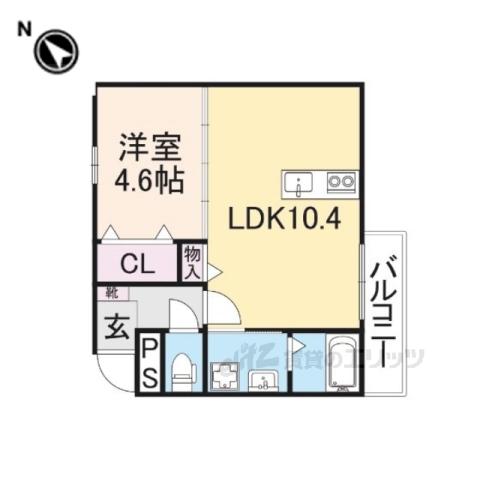 ウィンドヒル御殿山1(1LDK/2階)の間取り写真