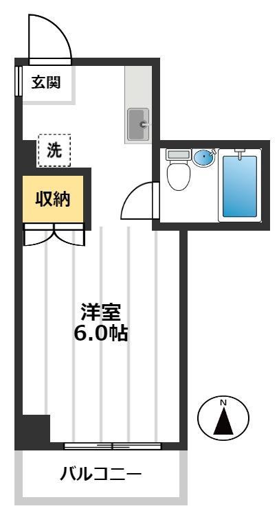 林田ビル(ワンルーム/3階)の間取り写真