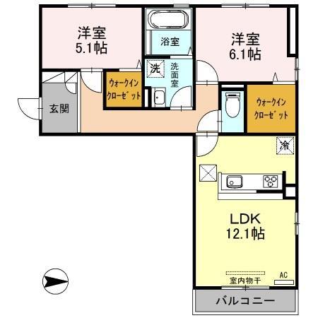 セレーノ クローバー(2LDK/1階)の間取り写真