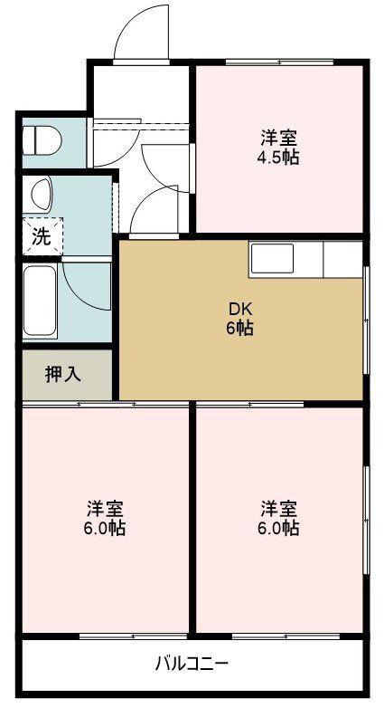 パールハイツ(3DK/3階)の間取り写真