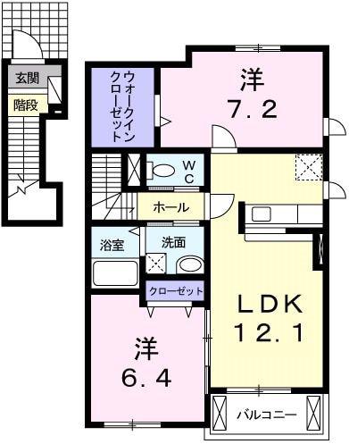 プチテール・コートE(2LDK/2階)の間取り写真