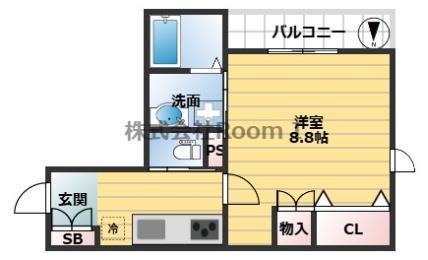 メゾンベールK 旭化成ヘーベルメゾンHEBEL HAUS(1K/1階)の間取り写真