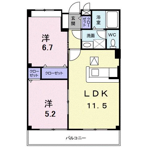 ボナール(2LDK/1階)の間取り写真