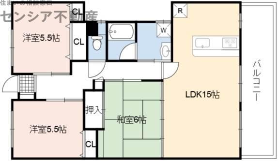 アビタ山本放出西(3LDK/4階)の間取り写真