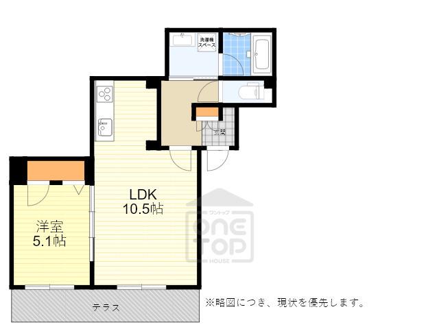 ベルフルール五月が丘(1LDK/1階)の間取り写真