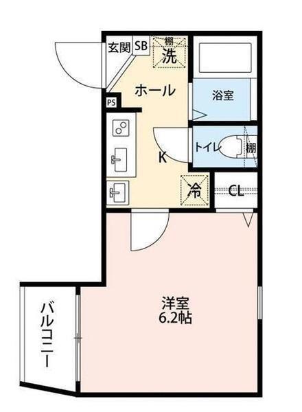 グランクオール竹ノ塚(1K/1階)の間取り写真