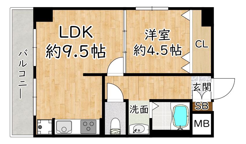 日生ロイヤルマンション十三(1LDK/6階)の間取り写真