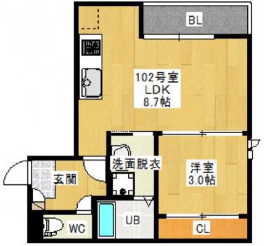 GRANDTIC FELIX(1LDK/1階)の間取り写真