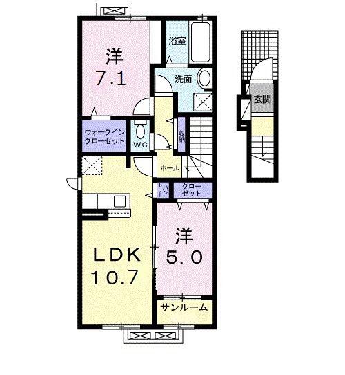サニー VI(2LDK/2階)の間取り写真