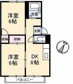 プレジール西元屋B棟(2DK/1階)の間取り写真