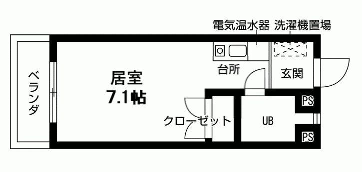 メゾンブランシュ(ワンルーム/1階)の間取り写真