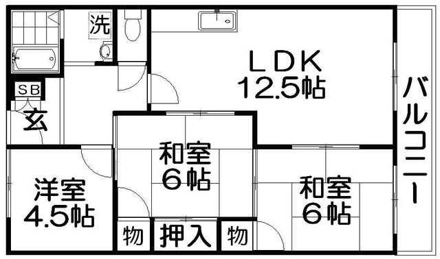 ネオコーポラス高宮A(3LDK/1階)の間取り写真