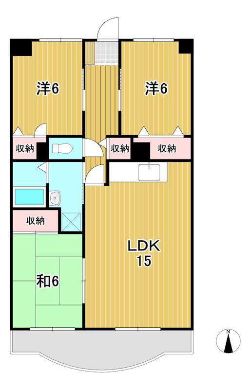 コーポあけぼの台(3LDK/1階)の間取り写真