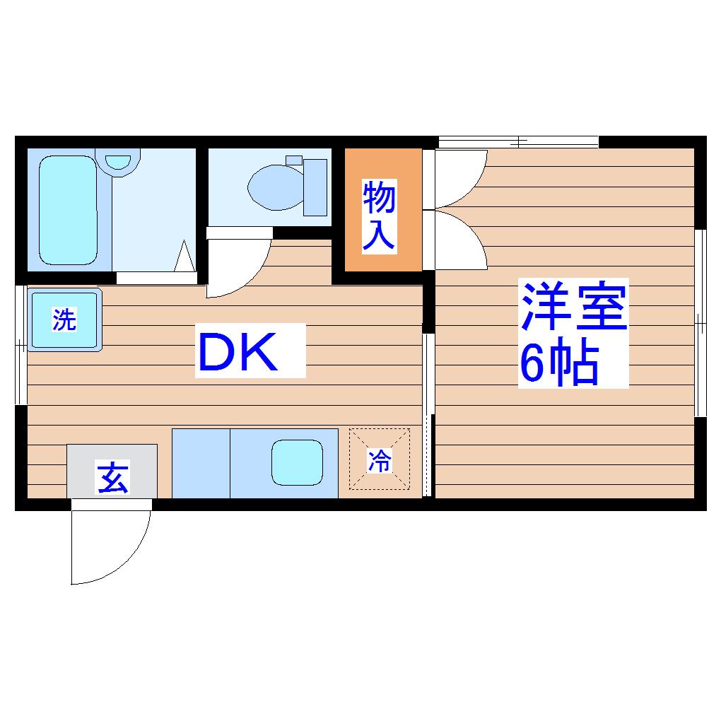 WISH河原町(1DK/2階)の間取り写真