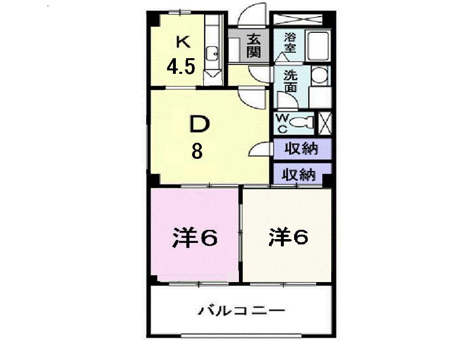 パルシャスつくばI(2DK/2階)の間取り写真