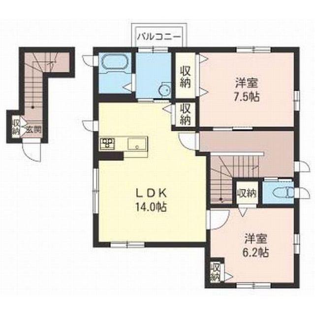ヒロセイーストヴィラ(2LDK/2階)の間取り写真