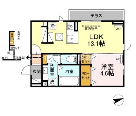PARK FRONT IWATA(1LDK/1階)の間取り写真