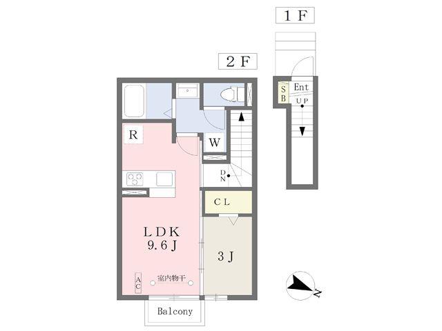 ＪＲ東北本線 郡山駅(福島) バス乗車時間：25分 最寄りバス停で下車 徒歩3分 2階建 築7年(1LDK/2階)の間取り写真