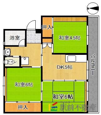 ビレッジハウス大牟田1号棟(3DK/2階)の間取り写真