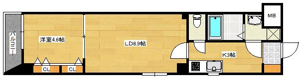 LIFEMENTK段原(1LDK/7階)の間取り写真