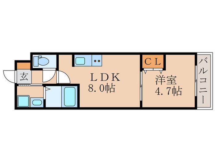 サクシード墨染(1LDK/1階)の間取り写真