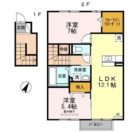 セジュール カーラ(2LDK/2階)の間取り写真