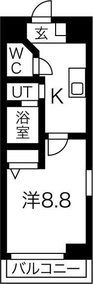 サンパティーク東片端(1K/9階)の間取り写真