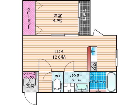 SILKMARE(1LDK/2階)の間取り写真