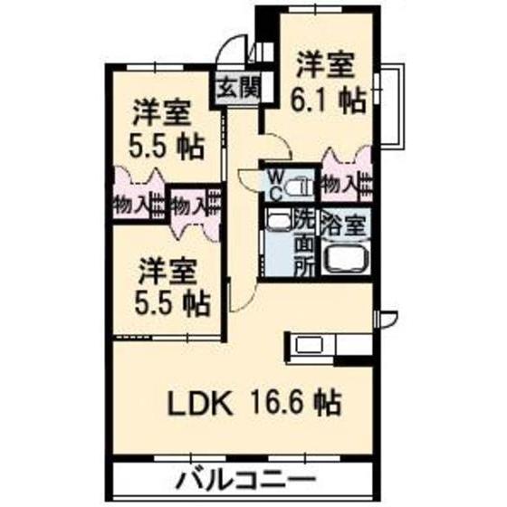 グランマスト観音寺新町(3LDK/3階)の間取り写真