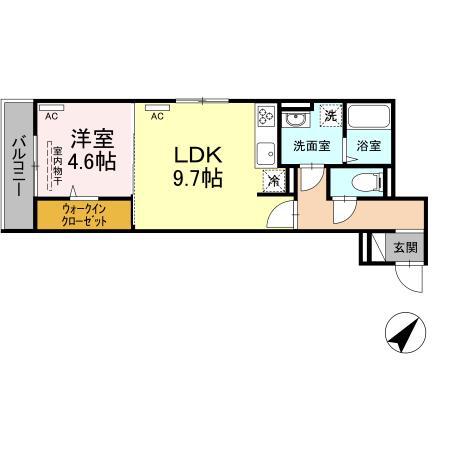 D-RESIDENCE多治米東S(1LDK/2階)の間取り写真