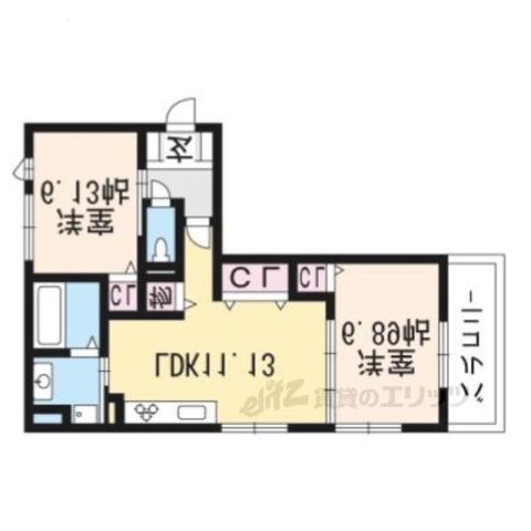 セジュール西大路三条(2LDK/1階)の間取り写真