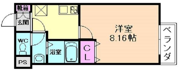 M-FLAT衣摺2(1K/1階)の間取り写真