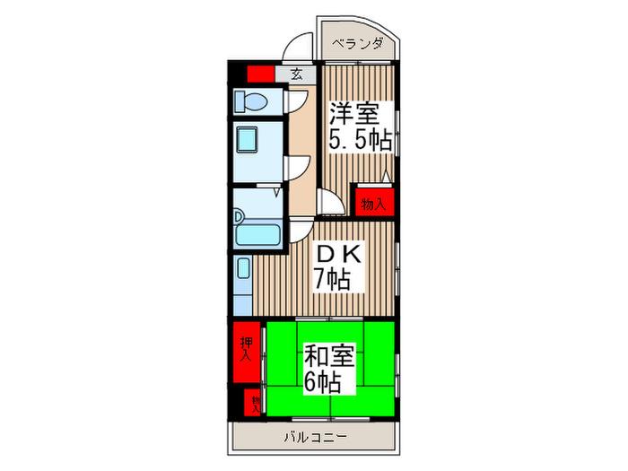 常盤壱番館(2DK/4階)の間取り写真