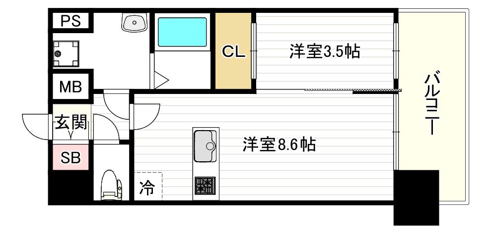 プレサンス大正エミナンス(1LDK/12階)の間取り写真