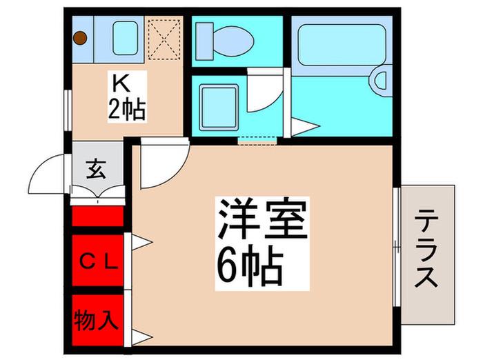 レクエール(1K/1階)の間取り写真